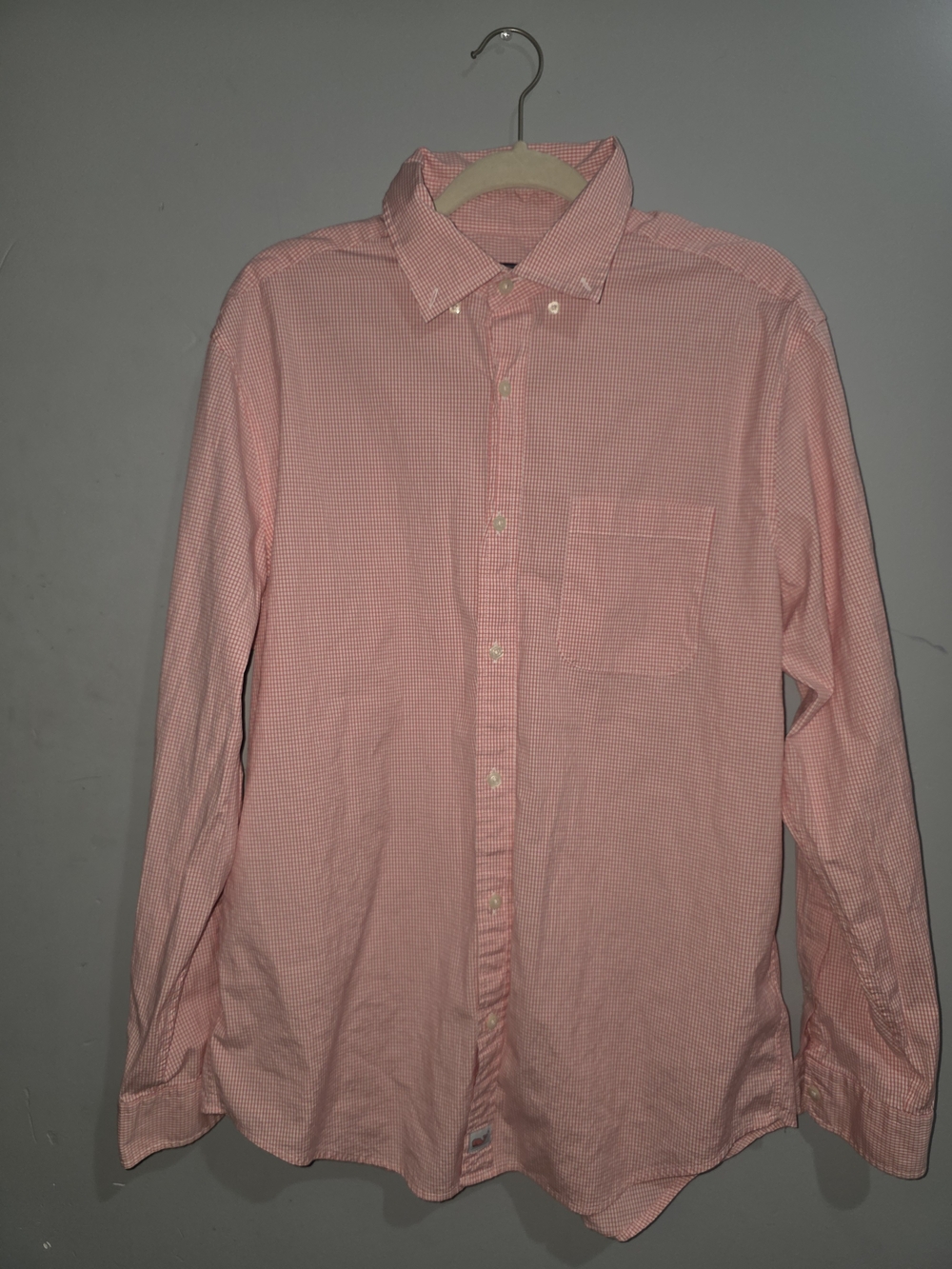 Vineyard Vines Men's Light Pink Gingham-Large Button-Down Shirt